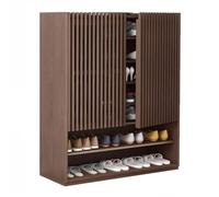 Zapatero Aparador de almacenamiento de 45 pulgadas de alto, zapatero de entrada de madera con 2 puertas y estantes ajustables, for pasillo, comedor, color nogal Organizador de zapateros(100cm)