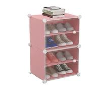 Zapatero apilable modular de 2 cubos de almacenamiento de plástico con puerta transparente, diseño de ahorro de espacio para soluciones de entrada y organización del hogar