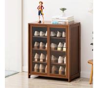 Zapatero, armario de almacenamiento independiente para entrada, diseño estrecho con puertas correderas transparentes, solución para ahorrar espacio, 60 x 32 x 72 cm