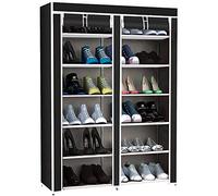 Zapatero Armario tela con cremallera entrada recibidor o garaje Grande 36 pares. 110x110x30cm. Doble. 6x2 Niveles. Estantería organizadora de zapatos y botas. Tubos de acero. Estable y robusto.