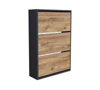 Zapatero aurskog 3 compartimentos máx. 18 pares aglomerado 110 x 74 x 24 cm - antracita y efecto roble [en.casa]