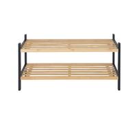 Zapatero Relaxdays, 2 x Ancho x Fondo: Aprox. 33 x 70 x 26 cm, bambú y Madera, Moderno, Natural/Negro