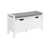 SoBuy FSR97-W Zapatero Banco con 1 Puerta para Guardar y Ordenar Zapatero con cojín Acolchado 91 x 30 x 50 cm ES