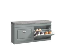 SoBuy Banco Zapatero con Asiento y Almacenaje - Puff Organizador con 2 Solapas, Estrecho para Zapatero Entrada Recibidor, Recibidores de Entrada y Dormitorio, 104x24x52cm Gris FSR64-HG ES