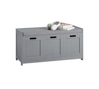 SoBuy Banco Zapatero con Asiento, 2 Puertas y 1 Cajón para Almacenaje, Carga Máxima 120 kg, Zapatero con Asiento para Entrada, Dormitorio y Recibidor, Gris, MDF, FSR80-SG