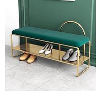 Zapatero, Banco de Almacenamiento Zapatos Resistente con Asiento Terciopelo Zapatero Metal Dorado 2 Niveles for Entrada Sala Estar Pasillo Organizador Elegante y Funcional(Green,80 x 32 x 60 cm)