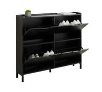 Relaxdays Zapatero basculante, 4 Compartimentos, 16 Zapatos, HBT: 90 x 100 x 19 cm, Negro
