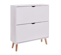 Zapatero blanco 2 trampones fiano nórdico moderno mueble recibidor entrada pasillo 80x92x24 cm