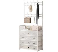 Zapatero blanco con perchero multifuncional de gran capacidad con ganchos, a prueba de polvo, para pasillo, vestíbulo, 77 x 35 x 168 cm