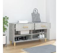 Zapatero clásico de madera para zapatos, cemento gris, 102 x 35 x 55 cm, amplio espacio para zapatos y plantas, ideal para entrada y sala de estar