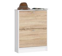 AKORD Zapatero | Armario de Zapatos con 2 Compartimentos | Organización de Espacio | Diseño Elegante | 60 x 80 x 20 cm | Color: Blanco/Roble Sonoma
