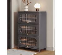 Zapatero con 3 puertas a presión, organizador de almacenamiento de zapatos, mueble de acero al carbono, zapatero de entrada con laminados extraíbles, armario de zapatos independiente para interior y e