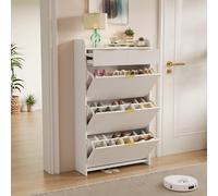 Zapatero con 3 solapas, zapatero estrecho con divisores ajustables, zapatero con cajones, zapatero para pasillo, pasillo, entrada, salón, 78 x 24 x 134 cm (blanco C)
