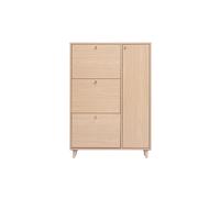 Zapatero con acabado de roble claro y metal dorado 90 cm SILVESTRE