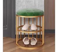 Zapatero con almacenamiento: banco de entrada con asiento redondo, taburete versátil para espacios pequeños, diseño elegante y funcional para dormitorio y pasillo