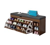 Zapatero con Asiento Acolchado, 3 estantes, Banco de Pasillo cajón abatible, Organizador Zapatos para la Entrada, cojín Cuero sintético, Dormitorio, Sala Estar y Comedor.