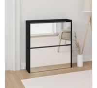 Zapatero con Espejo, 2 Compartimentos Abatibles, Diseño Moderno y Elegante, Zapateros Entrada Recibidor, Mueble Zapatero Recibidor, Shoe Cabinet, Color Negro, 63x17x67 cm