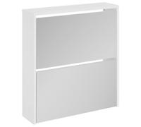 Zapatero con Espejo 2 Niveles Blanco Brillo 63x17x67 cm | Madera contrachapada,superficie lisa,resistencia a la humedad,2 cajones,recibidor,pasillo,salón,dormitorio