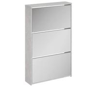 Zapatero con Espejo 3 Niveles Gris 63x17x102,5 cm | Madera Contrachapada, Cajones Abatibles, Recibidor, Pasillo, Dormitorio