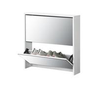 Zapatero con espejo lund 6 pares de zapatos tablero aglomerado 67 x 63 x 17 cm blanco [en.casa]