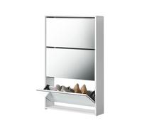 Zapatero con espejo lund 9 pares de zapatos tablero aglomerado 103 x 63 x 17 cm blanco [en.casa]