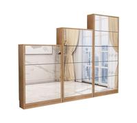 Zapatero con espejo, respetuoso con el medio ambiente, grado E1, almacenamiento de 3/4/5 niveles, espejo inastillable de alta definición, ideal para entrada, pasillo, dormitorio, apartamento
