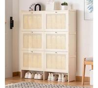 Zapatero con estantes ajustables, 4 cajones (100 cm) con capacidad para 12-15 pares de solución de almacenamiento de entrada, zapatos crema modernos para pasillo y armario