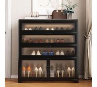 Zapatero con puerta magnética, zapatero de pie para pasillo, organizador de almacenamiento con estantes, zapatero moderno para pasillo, sala de estar, dormitorio, oficina en casa (B 80 x 33 x 90 cm)