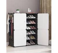 Zapatero con puerta, organizador de almacenamiento de zapatos, zapatero modular cúbico para ahorrar espacio, para pasillo, dormitorio, entrada para todo tipo de zapatos y ropa, partición extraíble (6