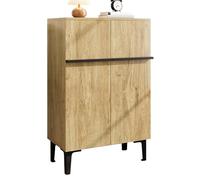 Zapatero Con Tablero De Partículas, Diseño Moderno Con Doble Puerta y Gran Almacenaje, Mueble Zapatero Con Estantes Ajustables, Armario Para Entrada y Pasillo, Negro y Madera, 60 x 34.5 x 95 cm