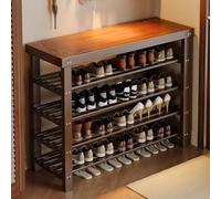Zapatero de 2 niveles con banco, estante de almacenamiento de bambú natural, diseño que ahorra espacio, capacidad de 100 kg, ideal para pasillo, sala de estar, dormitorio (nogal, 50 cm)