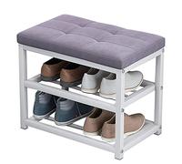 Zapatero de 3 niveles de gamuza suave, multifunción, de hierro forjado, rejilla de alambre, organizador de zapatos, azul, 703045 cm (gris, 90 x 30 x 45 cm)