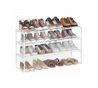SONGMICS Zapatero de 3 Niveles, Zapatero de Metal, Organizador de Zapatos, para 12-15 Pares de Zapatos, Apilable, Pasillo, 30 x 92 x 55 cm, Blanco Perla LSA303W03