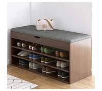 Zapatero de 3 niveles para el porche del hogar, moderno armario de almacenamiento de madera con cajones, banco elegante y funcional, diseño nórdico sólido, 80 x 30 cm, taburete de asiento de gran