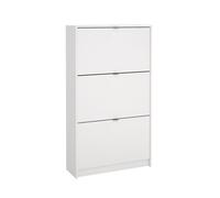 Zapatero Abatible Adaja, Mueble Zapatero de 3 Compartimentos con 2 Niveles en Color Blanco 71 x 25 x 124 cm