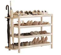 Zapatero de 4 niveles con soporte para paraguas y bandeja de goteo, almacenamiento de polipropileno de 29 cm de ancho para entrada, armario, garaje y dormitorio, estante blanco resistente para zapatos