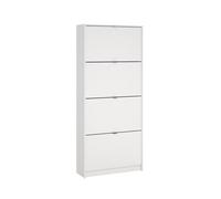 Zapatero Abatible Adaja, Mueble Zapatero de 4 Puertas inclinables Color Blanco 71 x 25 x 162 cm
