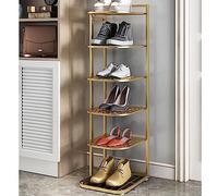 Zapatero de 6 niveles dorado para ahorrar espacio, vertical, torre de almacenamiento
