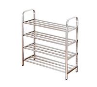 Zapatero de acero inoxidable de 4 niveles, estantes de almacenamiento multiusos que ahorran espacio para pasillo, entrada y oficina en casa, color plateado (66 x 23 x 66 cm) - 6