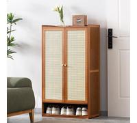 Zapatero de bambú alto de madera para ahorrar espacio, para entrada, pasillo, sala de estar (60 x 32 x 107 cm), elegante solución de almacenamiento