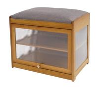 Zapatero de bambú, banco para entrada y pasillo, taburete acolchado con espacio de almacenamiento, zapatero con 2 niveles como mueble de pasillo (marrón, 50 cm)