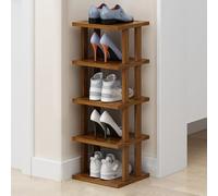 Zapatero de bambú compacto que ahorra espacio, apilable, almacenamiento de calzado para entrada, pasillo y armario, estante de madera para zapatos para espacios pequeños