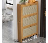 Zapatero de bambú con estante desplegable para pasillos y sala de estar (68 x 17 x 121 cm)