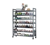 Zapatero de bambú con ruedas, 7 niveles, ajustable, para pasillo y armario, con capacidad para 20-50 pares de zapatos y botas, diseño que ahorra espacio