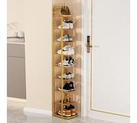 Zapatero de bambú de 10 niveles para sala de estar familiar, entrada, estante vertical duradero para zapatos con diseño plegable, solución de almacenamiento de zapatos que ahorra espacio
