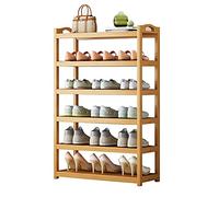 Zapatero de bambú de 6 niveles, almacenamiento de madera resistente para el hogar, antipolvo, diseño portátil, se adapta a zapatos de 70 cm, soporte antideslizante para zapatos.