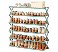 Zapatero de bambú de 6 niveles, organizador de almacenamiento plegable multicapa, torre vertical de zapatos que ahorra espacio para pasillos, sala de estar y armarios, 100 cm de altura, diseño