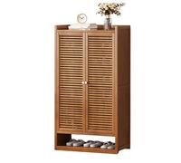 Zapatero de bambú de 7/8 niveles con puertas con persianas, elegante solución de almacenamiento para entrada, pasillo, zapatero que ahorra espacio (59 x 32 x 95 cm)