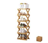 Zapatero de bambú de 9 niveles, estante plegable tipo acordeón, no requiere montaje, organizador de entrada que ahorra espacio para zapatos, libros, plantas, solución de almacenamiento de madera nat