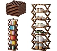 Zapatero de bambú de 9 niveles, plegable y fácil de montar, delgado, para entrada, ahorra espacio, de madera, Sto Solut, té de color marrón, 7 niveles disponibles